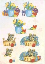 B71 uitdrukvel knipvel bloemen tulpen hondje mand, Hobby en Vrije tijd, Kaarten | Zelf maken, Nieuw, Knipvel, Ophalen of Verzenden