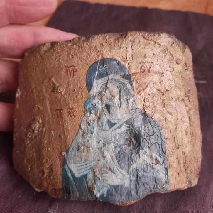 Orthodox Icoon op Aardewerk Fragment, Antiek en Kunst, Antiek | Religie, Verzenden