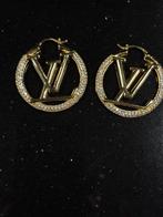 Goudkleurige Oorbellen met Strass, Overige materialen, Hangers, Nieuw, Ophalen of Verzenden