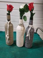 wijnflessen met touw bekleed 3x, Huis en Inrichting, Woonaccessoires | Overige, Ophalen of Verzenden, 'T Olde Gre-j, Info@toldegrej.nl