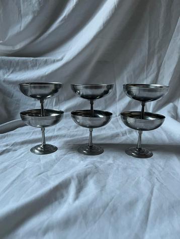 Vintage Franse RVS ijscoupes Letang & Remy | inox | dessert beschikbaar voor biedingen