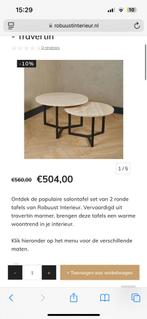 Travertin Marmeren salontafel 2 stuks, Huis en Inrichting, Tafels | Bijzettafels, Ophalen, Minder dan 55 cm, Gebruikt, Rond