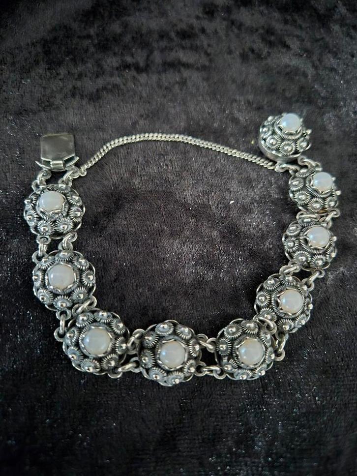 Zilveren armband 165 Zeeuwse knoop parelmoer, Sieraden, Tassen en Uiterlijk, Armbanden, Zilver, Zilver, Ophalen of Verzenden