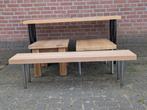 Bijzettafels massief Eiken, Huis en Inrichting, Ophalen, Zo goed als nieuw, Rechthoekig, Hout
