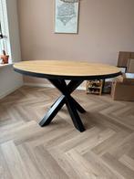 Houten Eettafel - Rond Eikenhout 130, Ophalen, Gebruikt, Vier personen, 100 tot 150 cm