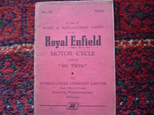 Royal Enfield 1951/51 500cc twin motorcycle parts list, Motoren, Handleidingen en Instructieboekjes, Yamaha, Ophalen of Verzenden