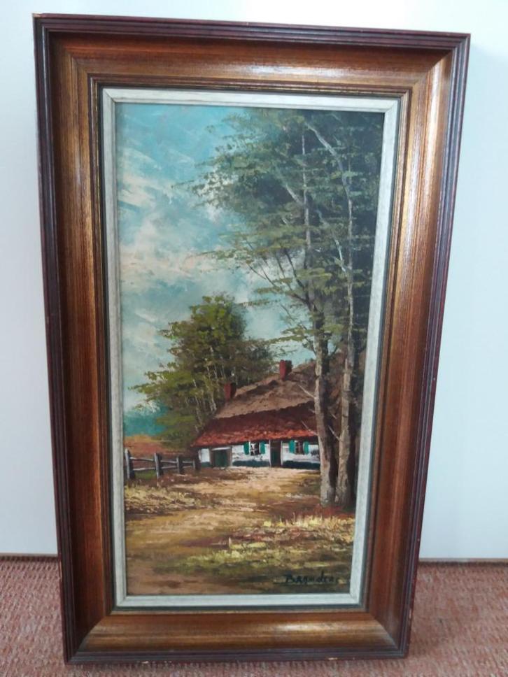 Schilderij van Branders in houten lijst, Antiek en Kunst, Kunst | Schilderijen | Klassiek, Ophalen of Verzenden