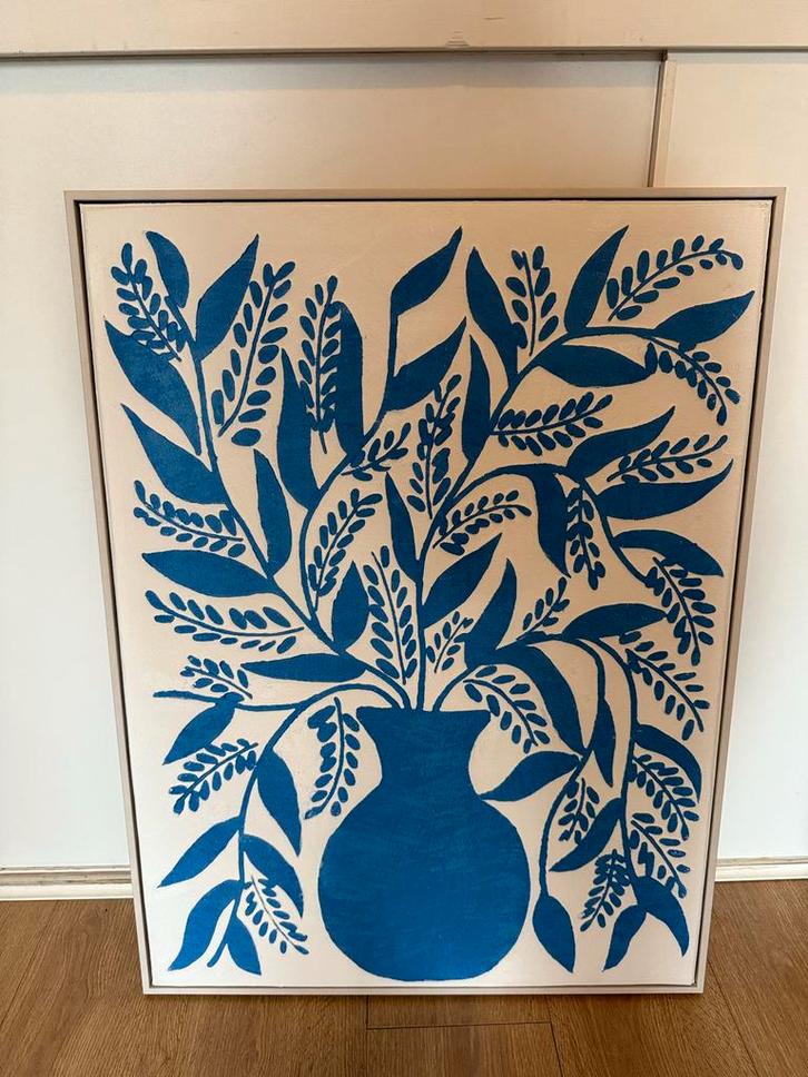 Blauwe Slangenplant Canvas Kunst, Huis en Inrichting, Woonaccessoires | Schilderijen, Tekeningen en Foto's, Nieuw, Print, 75 cm of meer