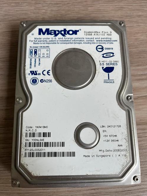 Maxtor DiamondMax Plus 9 120GB IDE HDD, Computers en Software, Harde schijven, Gebruikt, Desktop, IDE, Ophalen of Verzenden