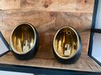 Egg waxinelichthouders zwart/goud nieuw, Huis en Inrichting, Woonaccessoires | Kandelaars en Kaarsen, Zwart, Ophalen of Verzenden