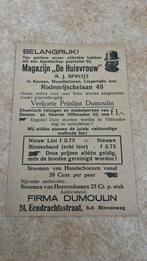 Firma Dumoulin Stomerij plaats?, Ophalen of Verzenden, Zo goed als nieuw, Voor 1940, Prent