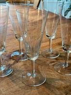 Vintage kristallen champagne glazen met reliëf, Ophalen of Verzenden, Zo goed als nieuw