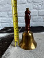 Antieke Koperen Bel met Houten Handvat, Antiek en Kunst, Ophalen of Verzenden, Koper