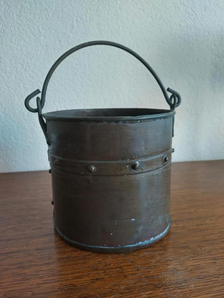 Antieke Koperen Emmer met Handvat, Antiek en Kunst, Antiek | Koper en Brons, Koper, Ophalen of Verzenden