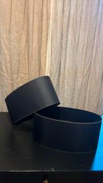 Zwart ovaal lampenkap (2) met beige bies, Ophalen, Zwart, Rond, Zo goed als nieuw