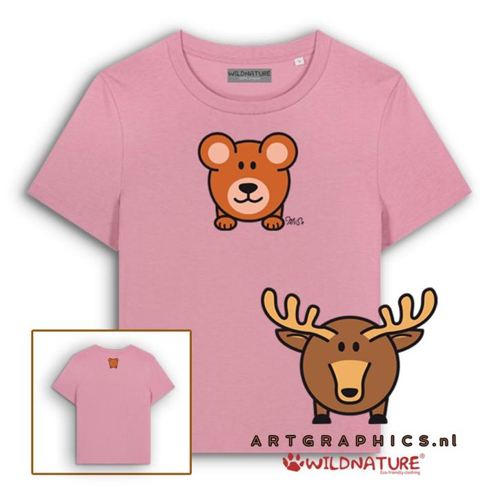 WILDNATURE Dames T-Shirt-Beer-100% BIOKATOEN S-M-L-XL, Kleding | Dames, T-shirts, Nieuw, Maat 38/40 (M), Roze, Korte mouw, Verzenden