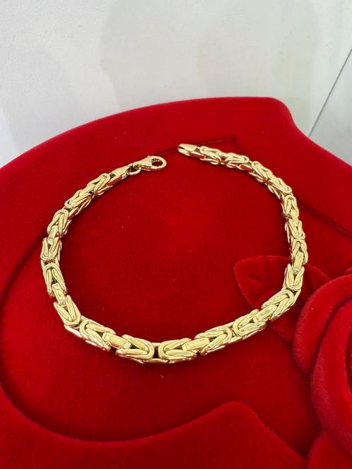 Prachtige 14 kt gouden koningsarmband !, Sieraden, Tassen en Uiterlijk, Armbanden, Nieuw, Goud, Goud, Ophalen of Verzenden
