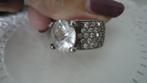 Brede zilveren ring met grote irkoonen en kleine, Verzenden, Met edelsteen, Dame, Zilver
