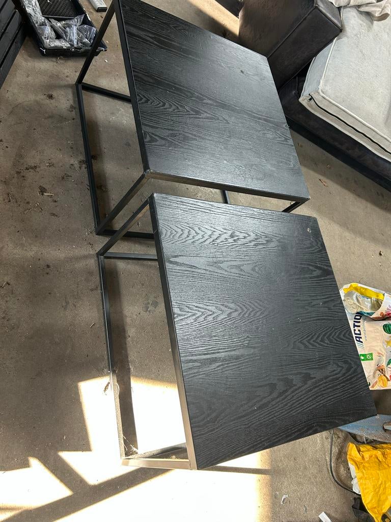 2x Zwarte Salontafels 50x50 cm, Ophalen, Gebruikt, Vierkant, 50 tot 100 cm