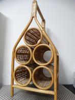 Vintage Rieten Fleshouder voor 5Flessen, Overige materialen, Gebruikt, 5 tot 15 flessen, Ophalen of Verzenden