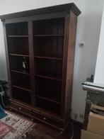 Hoge Houten Boekenkast met Lades, Gebruikt, 100 tot 150 cm, Klassiek, Ophalen of Verzenden