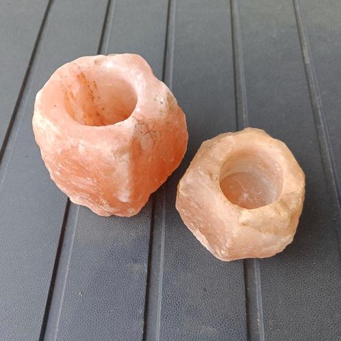 [In 1 koop] 2x Hymalaya zout theelichthouder. 5cm & 10cm, Verzamelen, Mineralen en Fossielen, Overige typen, Ophalen of Verzenden