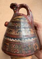 Mooi kruikje met jaguarkop, precolumbiaanse stijl, Ophalen of Verzenden