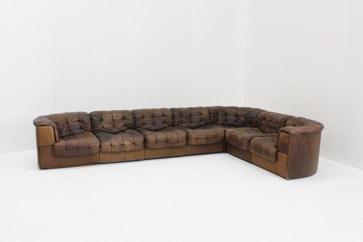 Vintage De Sede DS 11 modulaire bank patchwork leer jaren 70, Huis en Inrichting, Banken | Sofa's en Chaises Longues, Gebruikt