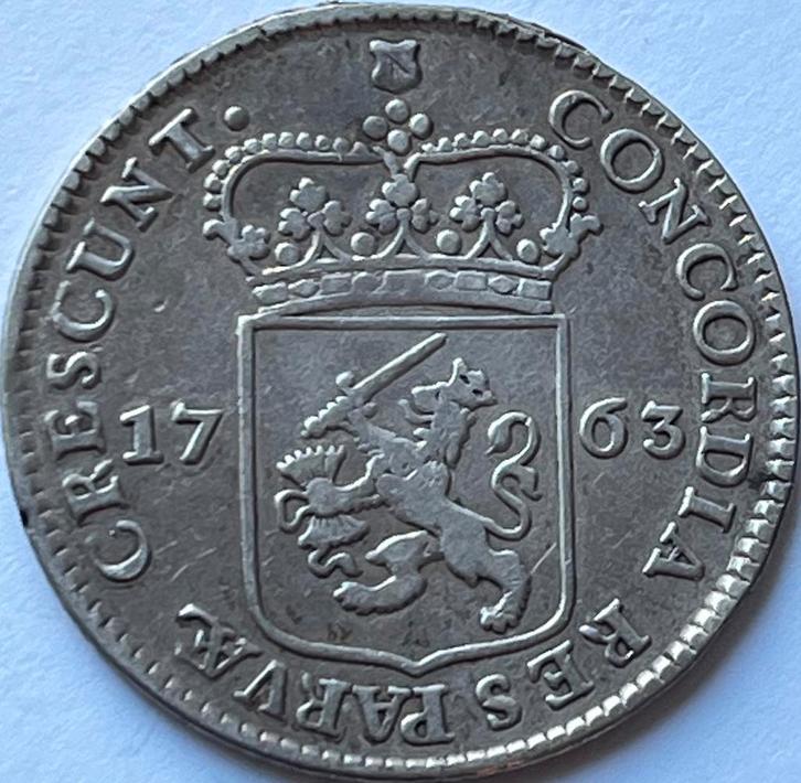 Utrecht schaarse halve zilveren dukaat 1763, Postzegels en Munten, Munten | Nederland, Losse munt, Overige waardes, Vóór koninkrijk