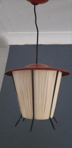 Vintage hanglamp hallamp met geplisseerd stof, Ophalen of Verzenden, Gebruikt, Stof, Minder dan 50 cm