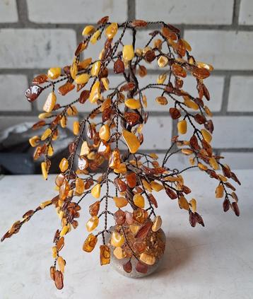 Bonsai / geluks boompje barnsteentjes /handgemaakt beschikbaar voor biedingen