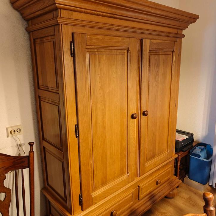 Houten kledingkast met deuren en lades, Huis en Inrichting, Kasten | Kledingkasten, Gebruikt, 150 tot 200 cm, 100 tot 150 cm, 50 tot 75 cm