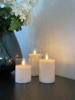 Kaarsen Led glas wit set-3 Nieuw!, Overige materialen, Wit, Nieuw, Ophalen of Verzenden
