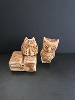 2 grappige bruinige uil figuurtjes, Ophalen of Verzenden, Gebruikt, Dier