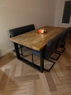 eetkamerset,  eettafel met 3 stoelen en bank te koop, Huis en Inrichting, Tafels | Eettafels, Ophalen, 100 tot 150 cm, 200 cm of meer
