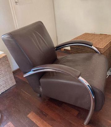 Molinari Leren Fauteuil / Italiaans Design stoel beschikbaar voor biedingen