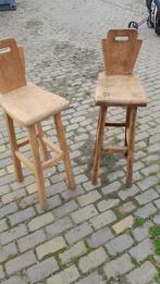 2 barkrukken massief Eiken, Met voetsteun, 60 tot 90 cm, Ophalen of Verzenden, Hout