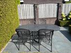 Tuinset 245,00 (Aluminium ) Tuintafel ,4 stoelen , kussens, Tuin en Terras, Ophalen, Gebruikt, Rechthoekig, Aluminium