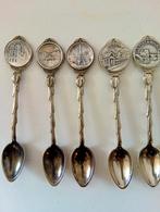 Set 5 grote souvenir lepels o.a. Parijs, Versailles & Luzern, Antiek en Kunst, Ophalen of Verzenden, Zilver