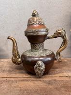 Antieke Tibetaanse theepot Tibet antiek zilver koper, Ophalen of Verzenden