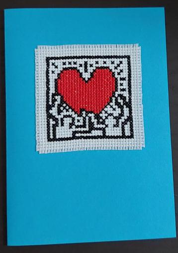 kaart met geborduurd "love" van Keith Haring (1758) beschikbaar voor biedingen