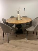 Ronde eettafel met 6 stoelen, Huis en Inrichting, Tafels | Eettafels, Ophalen, Gebruikt, Vijf personen of meer, 100 tot 150 cm