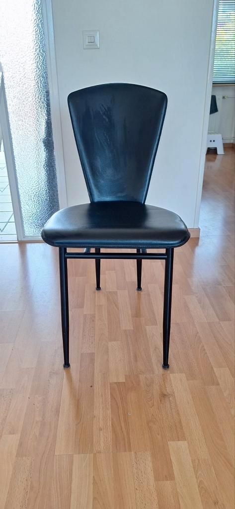 4 Leren stoelen, Huis en Inrichting, Stoelen, Zo goed als nieuw, Vier, Zwart, Ophalen