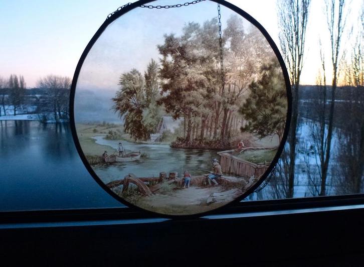 Glazen raamhanger gesigneerd, J.C. Hunnk perfecte staat  ‘50, Antiek en Kunst, Kunst | Overige Kunst, Ophalen of Verzenden