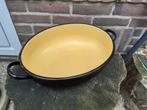 Geel zwarte emaille grote schaal., Antiek en Kunst, Antiek | Emaille, Ophalen of Verzenden