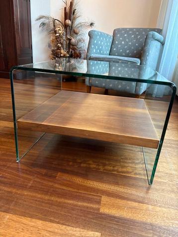 Stijlvolle Bijzettafel - Glas en Hout beschikbaar voor biedingen