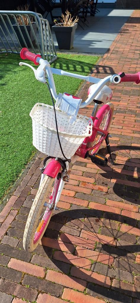 Stoere roze meisjesfiets 18 inch, Fietsen en Brommers, Fietsen | Meisjes, Zo goed als nieuw, 18 inch, Ophalen