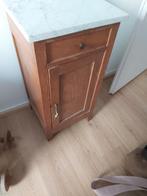 Nachtkastje met marmer plaat, Ophalen, Gebruikt, Hout