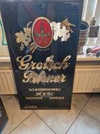 Oud Grolsch reclame bord plaat van glas, Ophalen, Gebruikt, Reclamebord