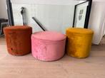 3x Woood Sara velvet poef (los of samen), Ophalen, Rond, Minder dan 50 cm, Zo goed als nieuw